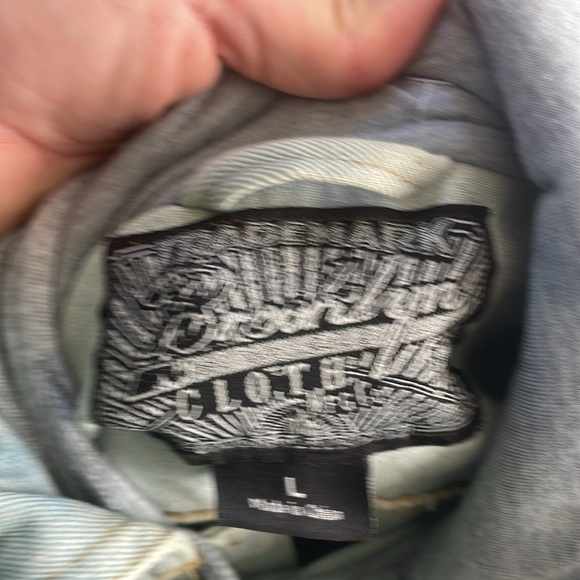 Bklyn Men's Size Large Hooded Sweatshirt Denim Jean Jacket - Picture 5 of 8